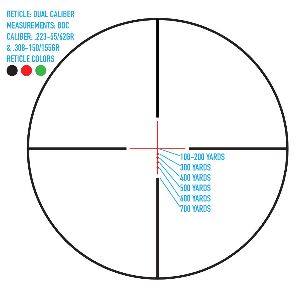 Mira telescópica Core TX 1-4x24DCR de doble calibre .223/.308 BDC