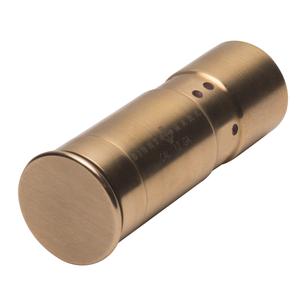 Single Accudot 12 gauge boresight cartridge displaying compact design and auto-activation feature