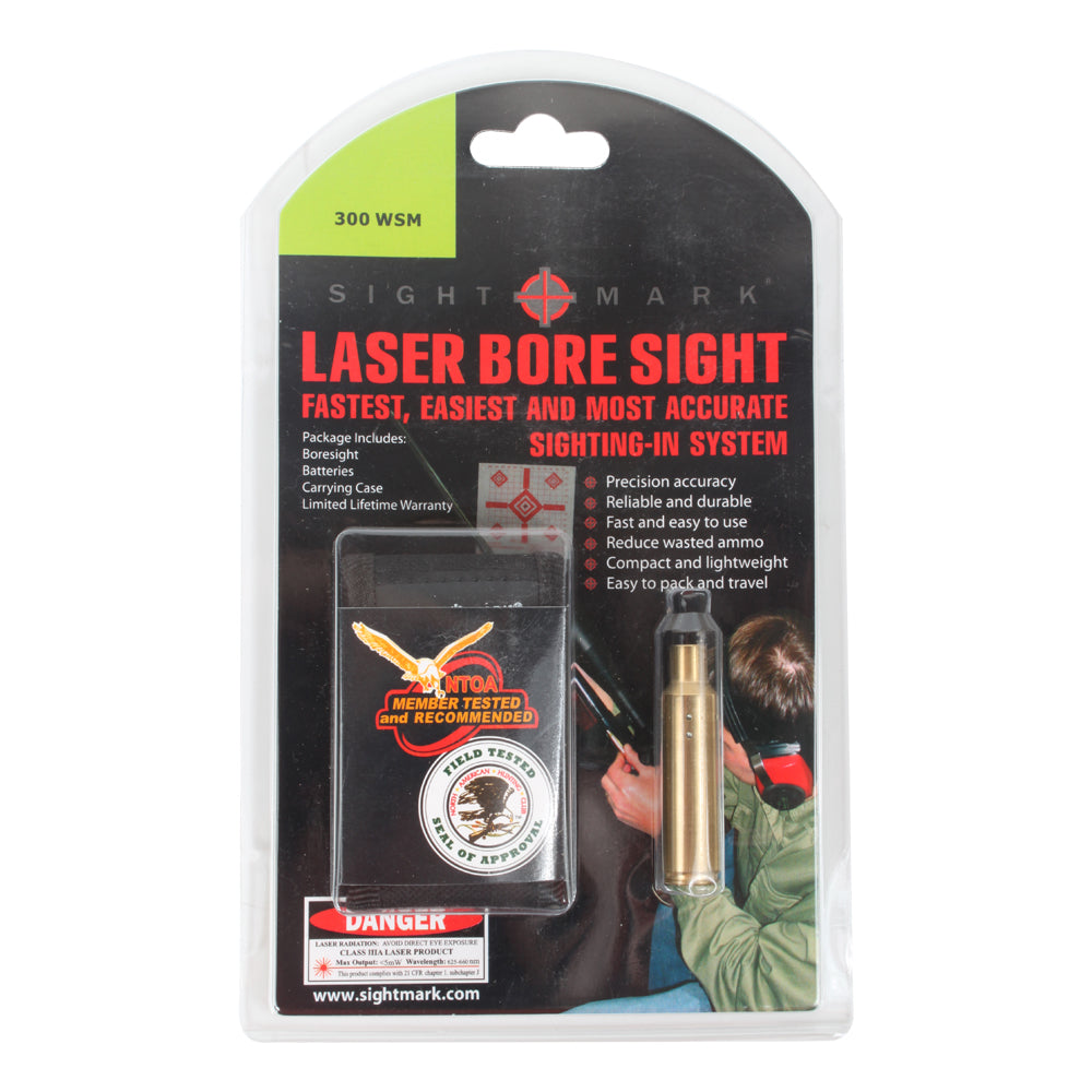 .300 Win Short Mag boresight complete package with carrying case, batteries, and instruction manual