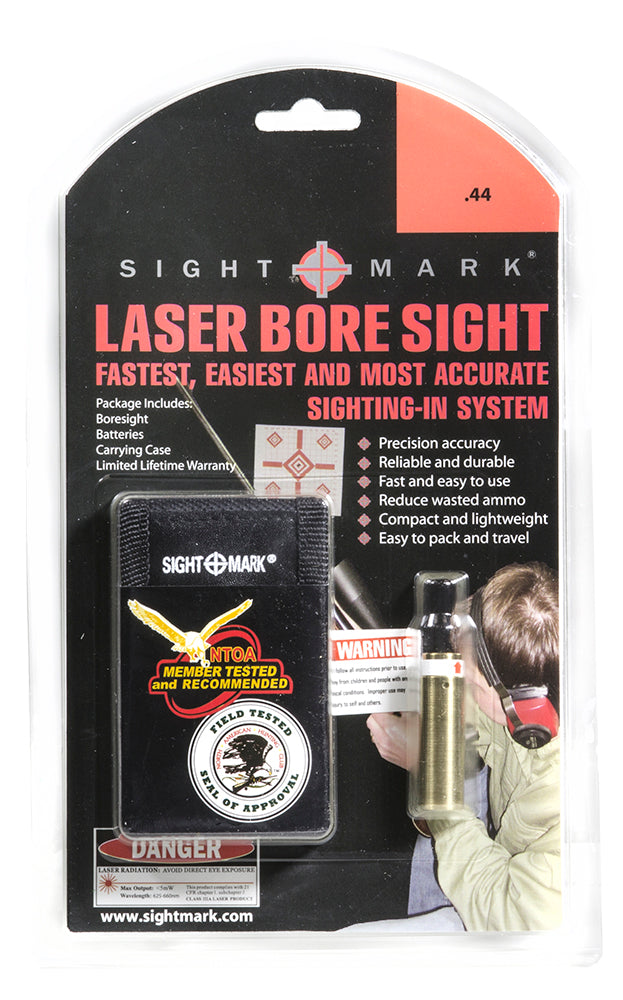 .44 Magnum boresight complete package with carrying case, batteries, and instruction manual