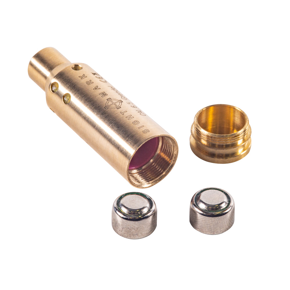 6.5 Grendel boresight components showing brass construction and precision manufacturing parts