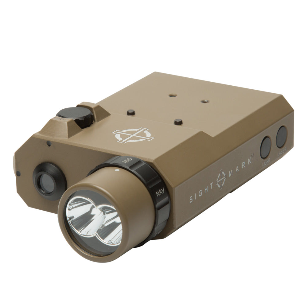 Side view of LoPro Combo laser sight showing windage and elevation adjustment controls