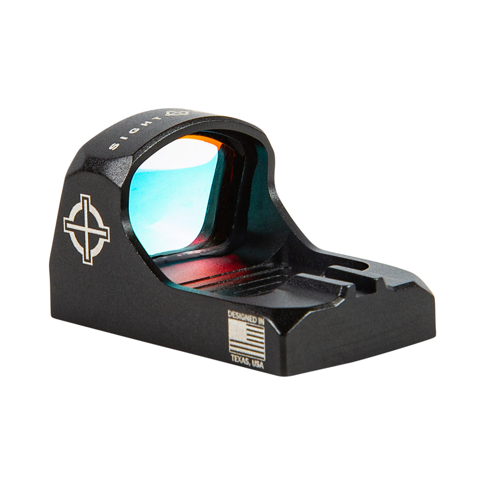 Angled view of Mini Shot A-Spec M3 with Shield RMS-C footprint compatibility for pistol mounting
