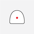 Mini Shot A-Spec M3 reticle showing red dot with auto-brightness control for day and night shooting