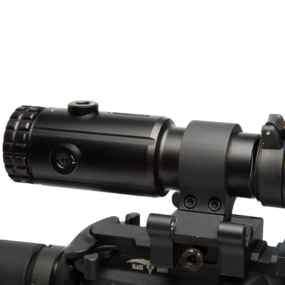 T-5 magnifier flip mount with included adjustment tools for windage and elevation tuning