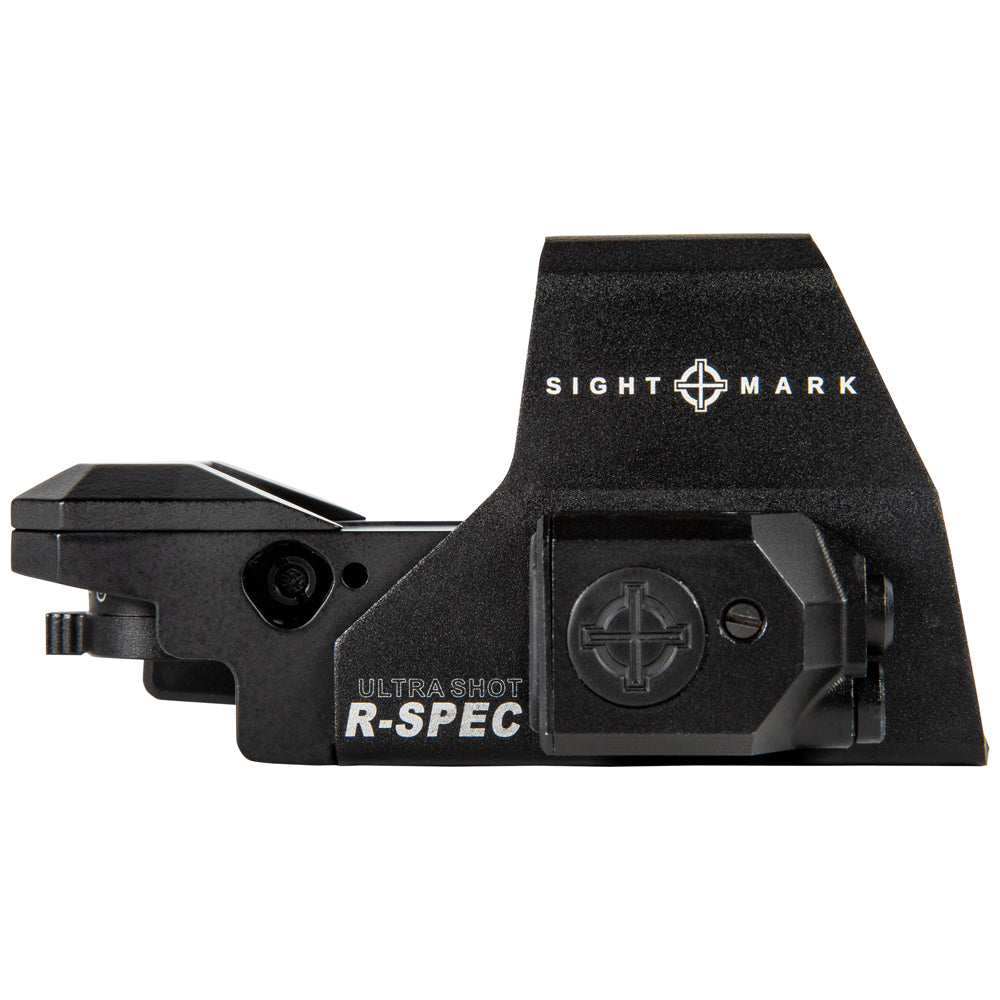 Side view of Ultra Shot reflex sight with green laser showing dual optic configuration