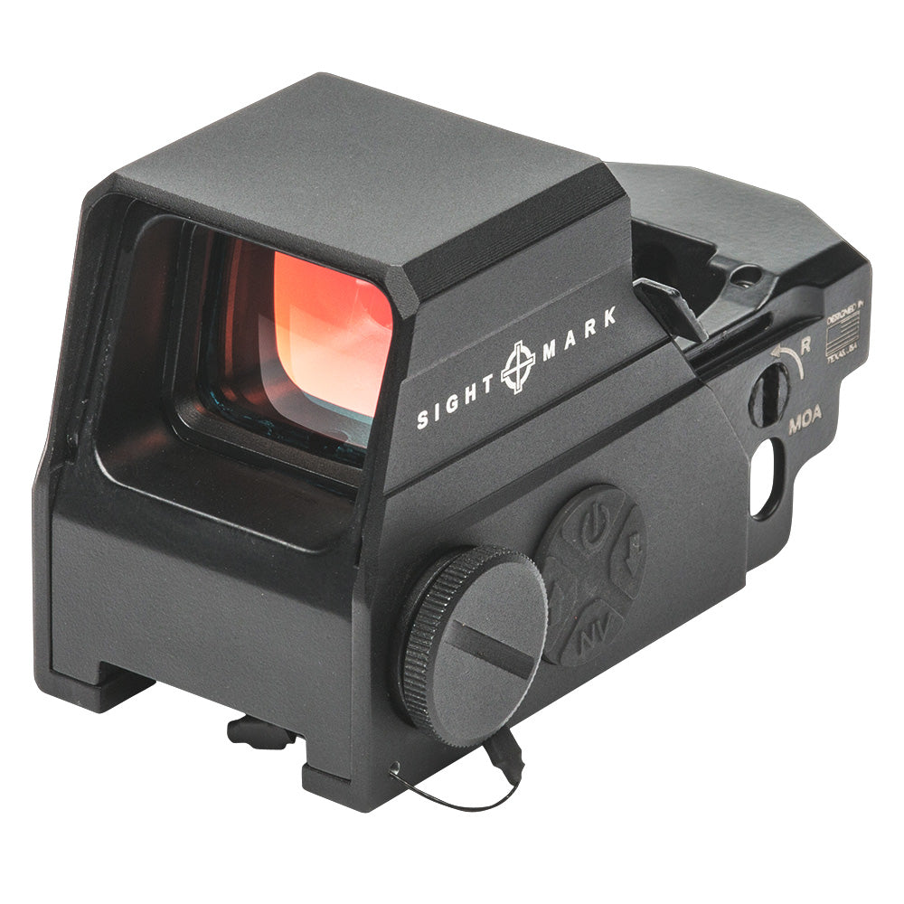 Side profile view of Ultra Shot M-Spec FMS reflex sight displaying rugged construction and controls
