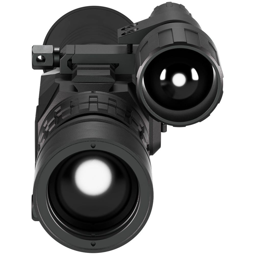 Front view of Wraith 4K riflescope showing 40mm objective lens with integrated daytime filter
