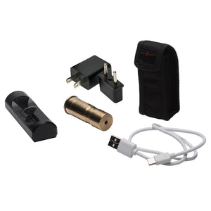Accudot 12 gauge boresight complete charging kit with USB cable, wall adapter, and carrying case
