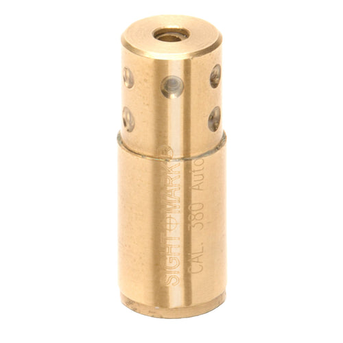Sightmark .380 ACP pistol boresight with in-chamber design and brass construction for handgun zeroing
