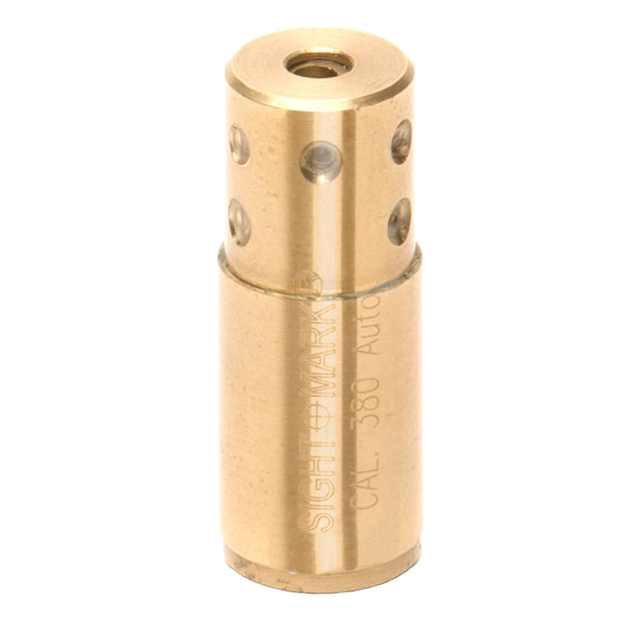 Sightmark .380 ACP pistol boresight with in-chamber design and brass construction for handgun zeroing
