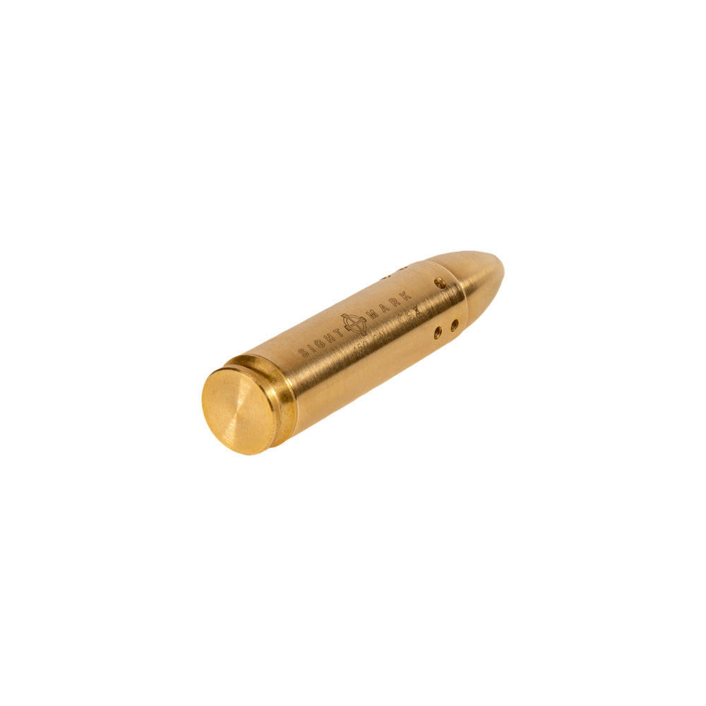 End view of .450 Bushmaster boresight showing laser dot aperture for accurate sight alignment
