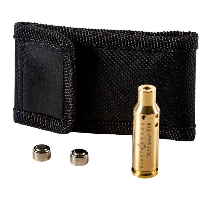6.5 Grendel red laser boresight with protective carrying case for secure storage and transport
