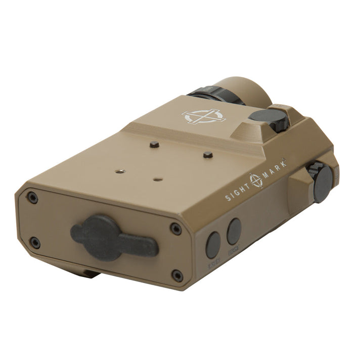 Side view of LoPro Combo laser sight showing windage and elevation adjustment controls