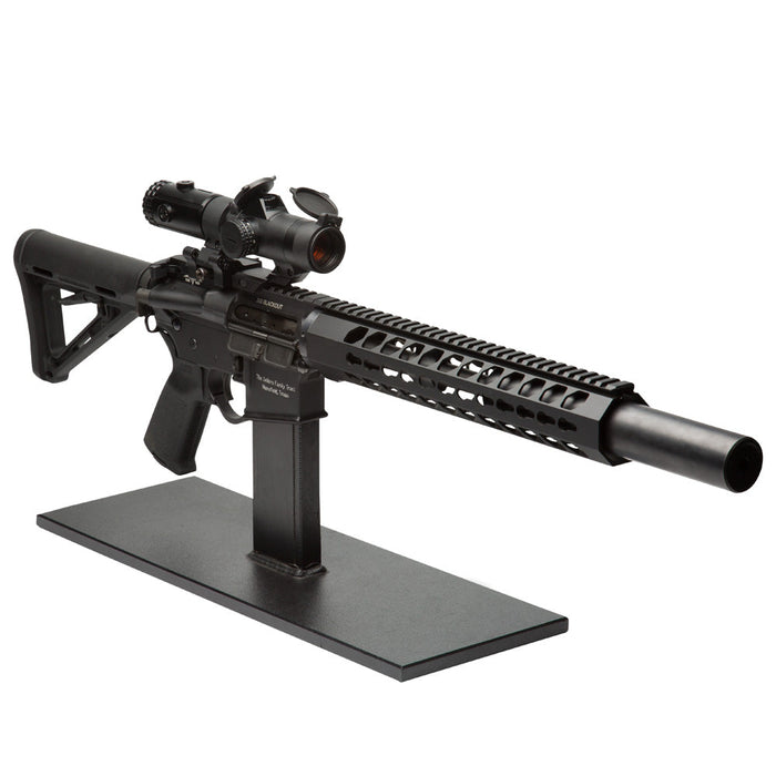 T-3 magnifier mounted on tactical rifle with bipod for precision shooting applications
