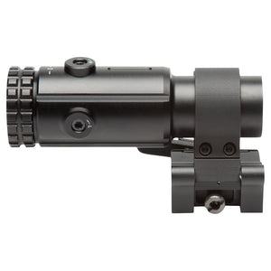 Flip-to-side LQD mount mechanism for T-5 magnifier showing quick-detach functionality
