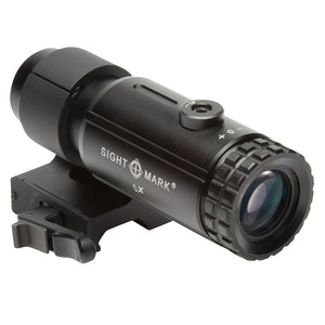 Sightmark T-5 5X magnifier with flip-to-side LQD mount for instant magnification switching
