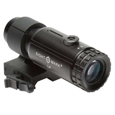 Sightmark T-5 5X magnifier with flip-to-side LQD mount for instant magnification switching
