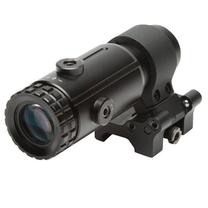 Side profile of T-5 magnifier showing aluminum construction and adjustment controls