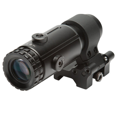 Side profile of T-5 magnifier showing aluminum construction and adjustment controls