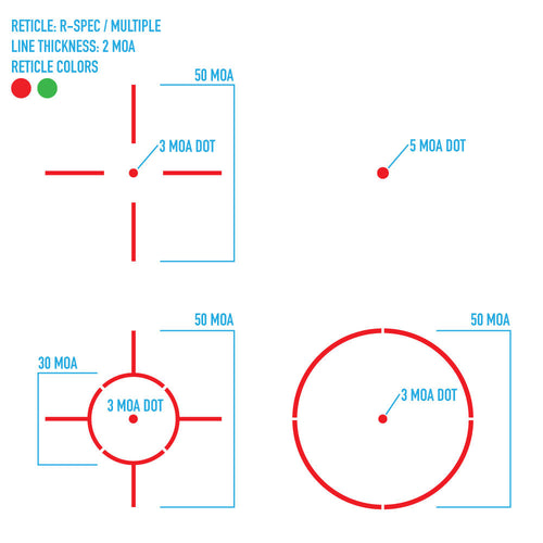 ltra Shot R-Spec reticle pattern options showing  schema