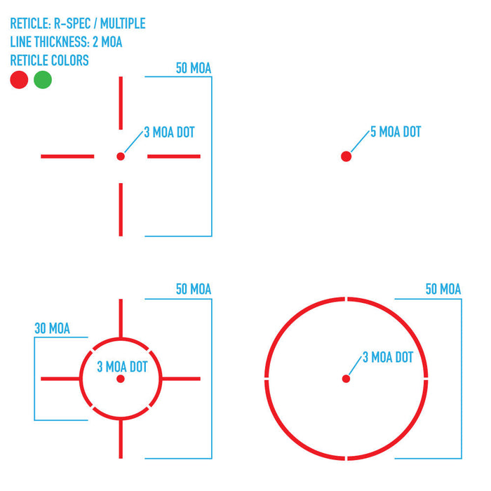 ltra Shot R-Spec reticle pattern options showing  schema