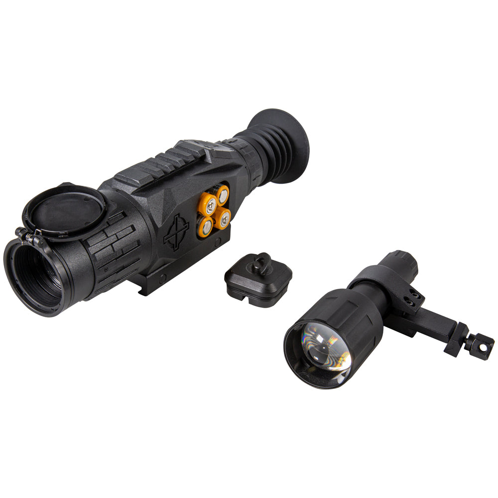 Wraith HD 2-16x28 complete package with IR flashlight, lens cover, and quick start guide